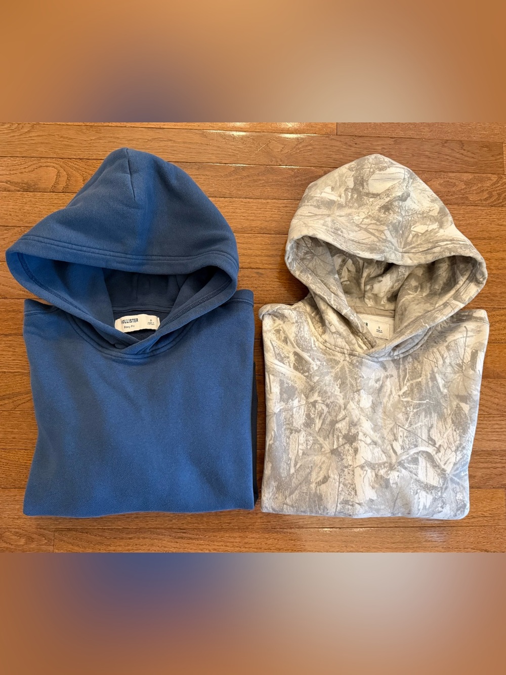Hollister Men's Blue and Gray Camo Hoodie Pair